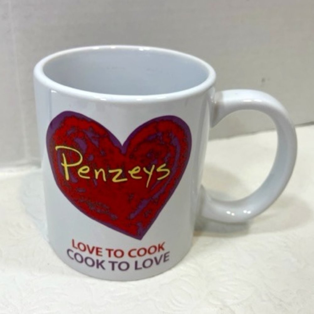 Penzeys "Love to Cook, Cook to Love" #1 White Mug Cup